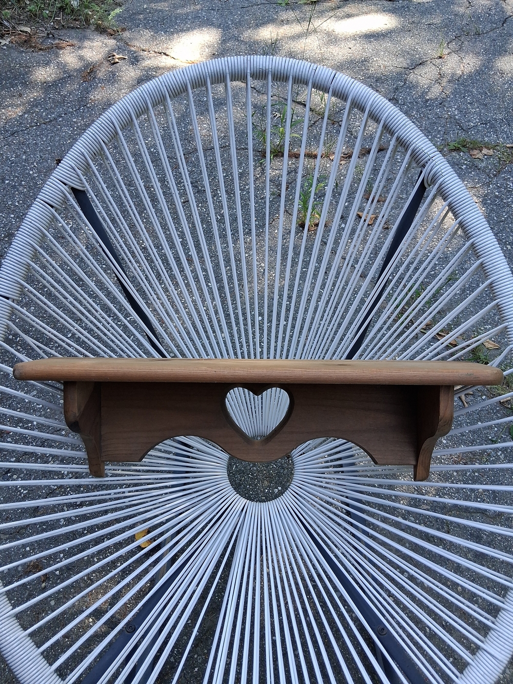Vintage Wood Heart Wall Shelf Plate Rack Country Cottage 23.5 Inches